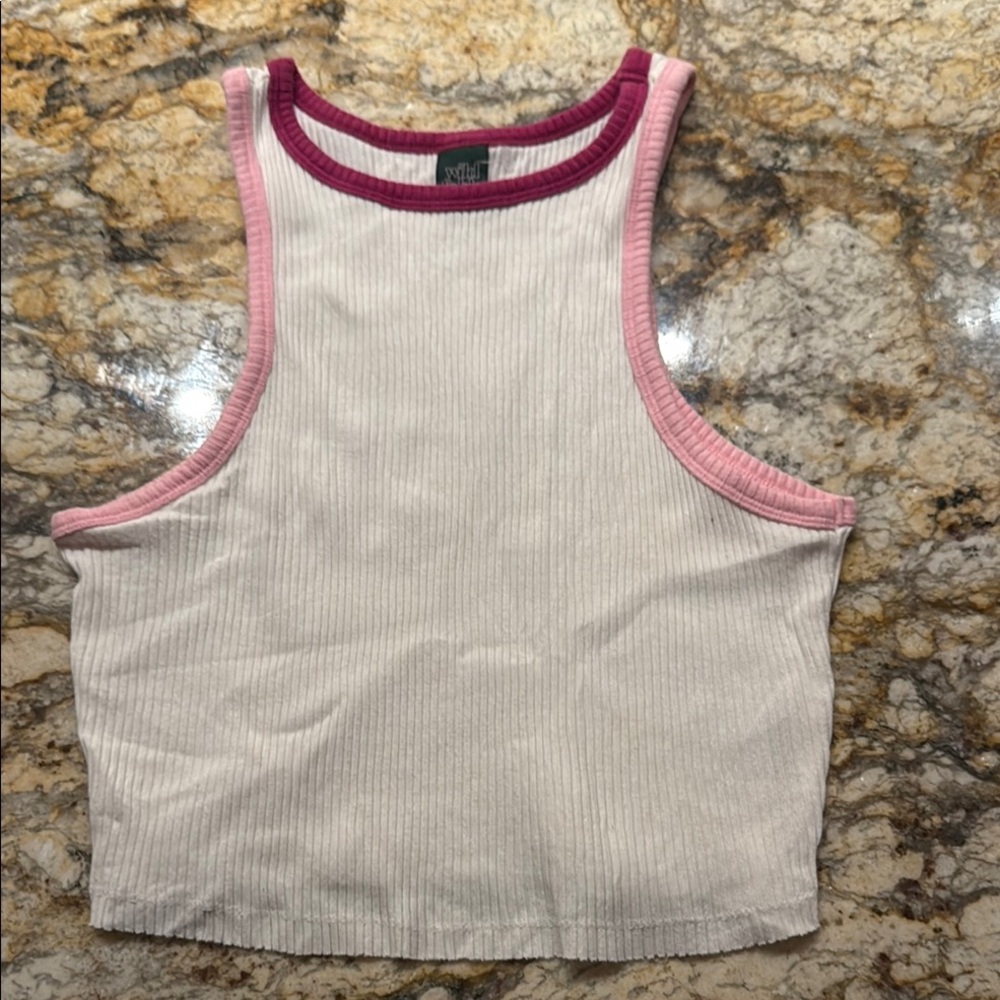 Wild Fable Cream Ribbed Crop Tank